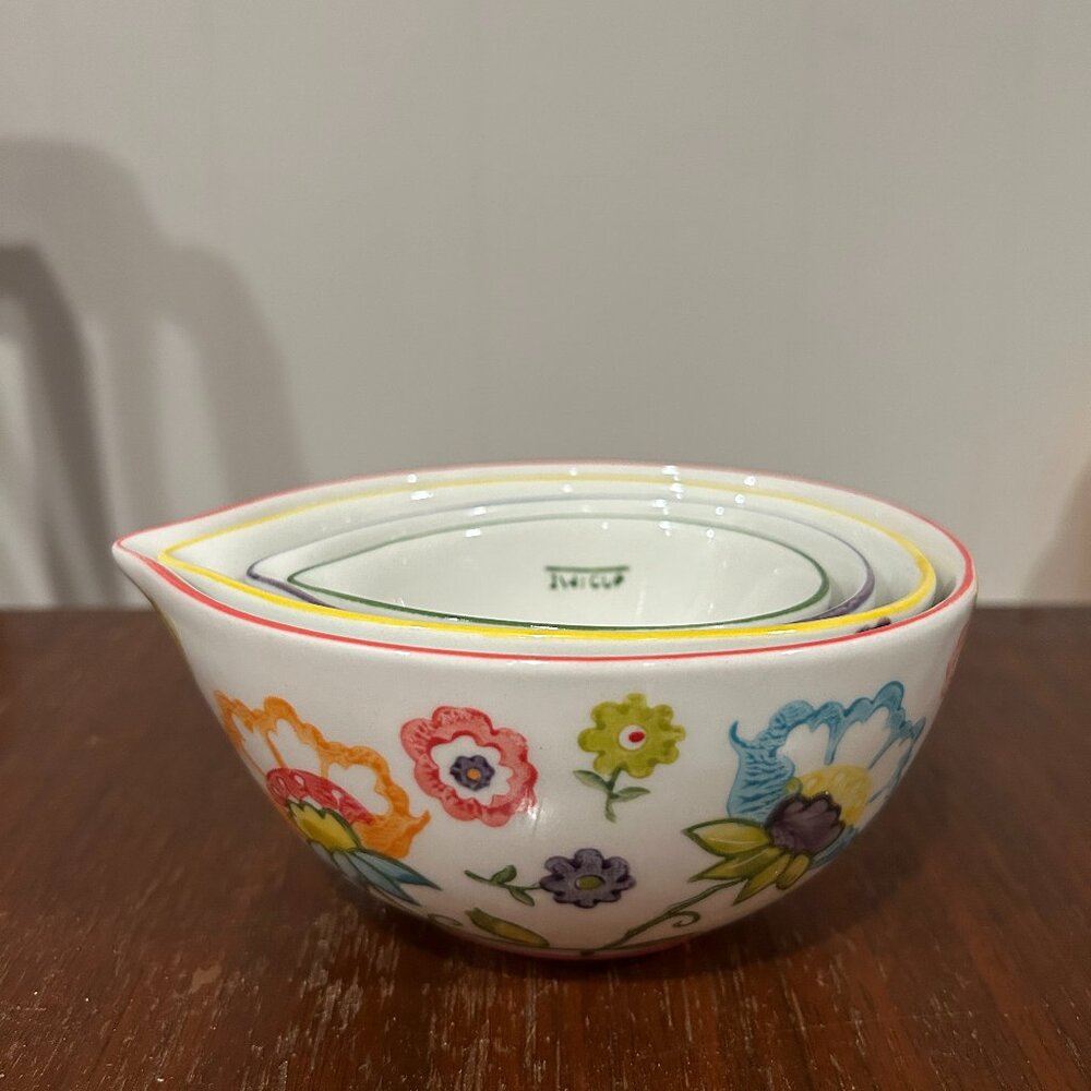 Pier 1 Imports Stoneware Handpainted Measuring Cups - Set of 4 - Boho Floral